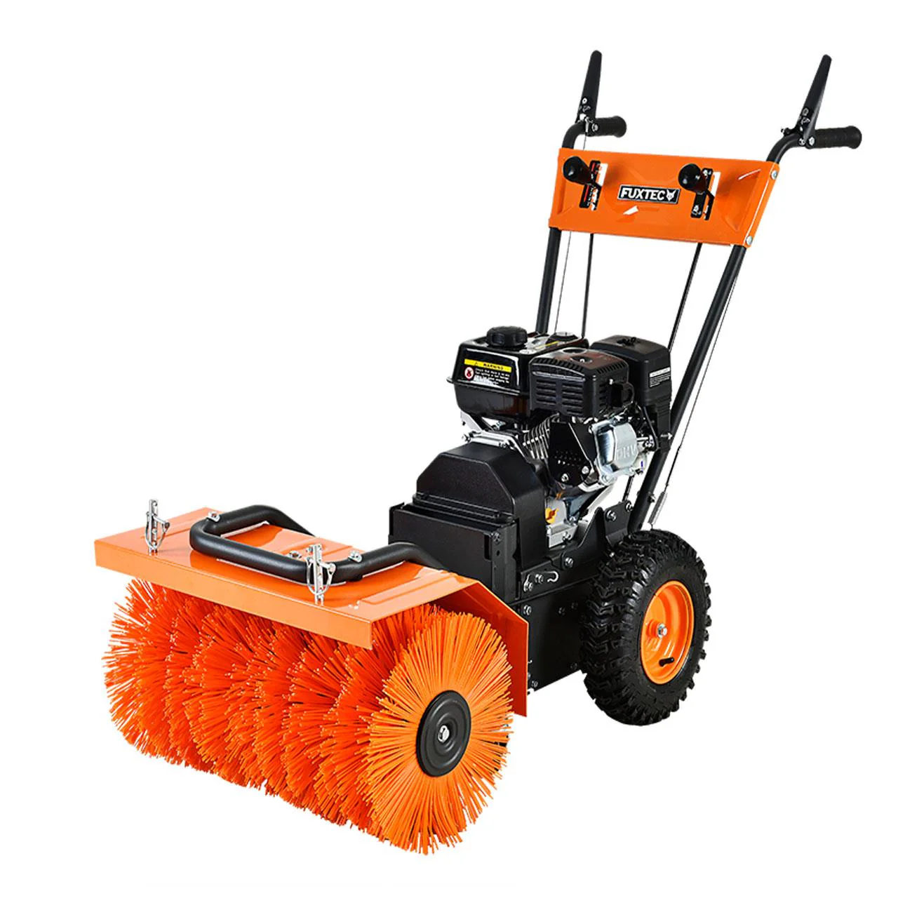 B-WARE Balayeuse déneigeuse thermique FUXTEC FX-KM196 SET3, avec brosse de balayage + 2 embouts chasse-neige et collecteur de déchets - Image 2