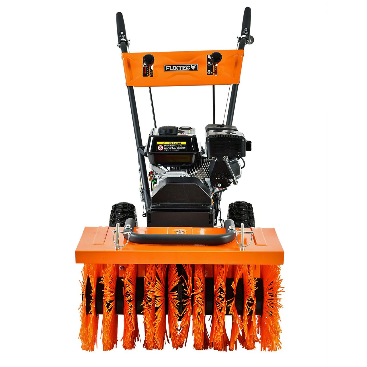 B-WARE Balayeuse déneigeuse thermique FUXTEC FX-KM196 SET3, avec brosse de balayage + 2 embouts chasse-neige et collecteur de déchets - Image 4