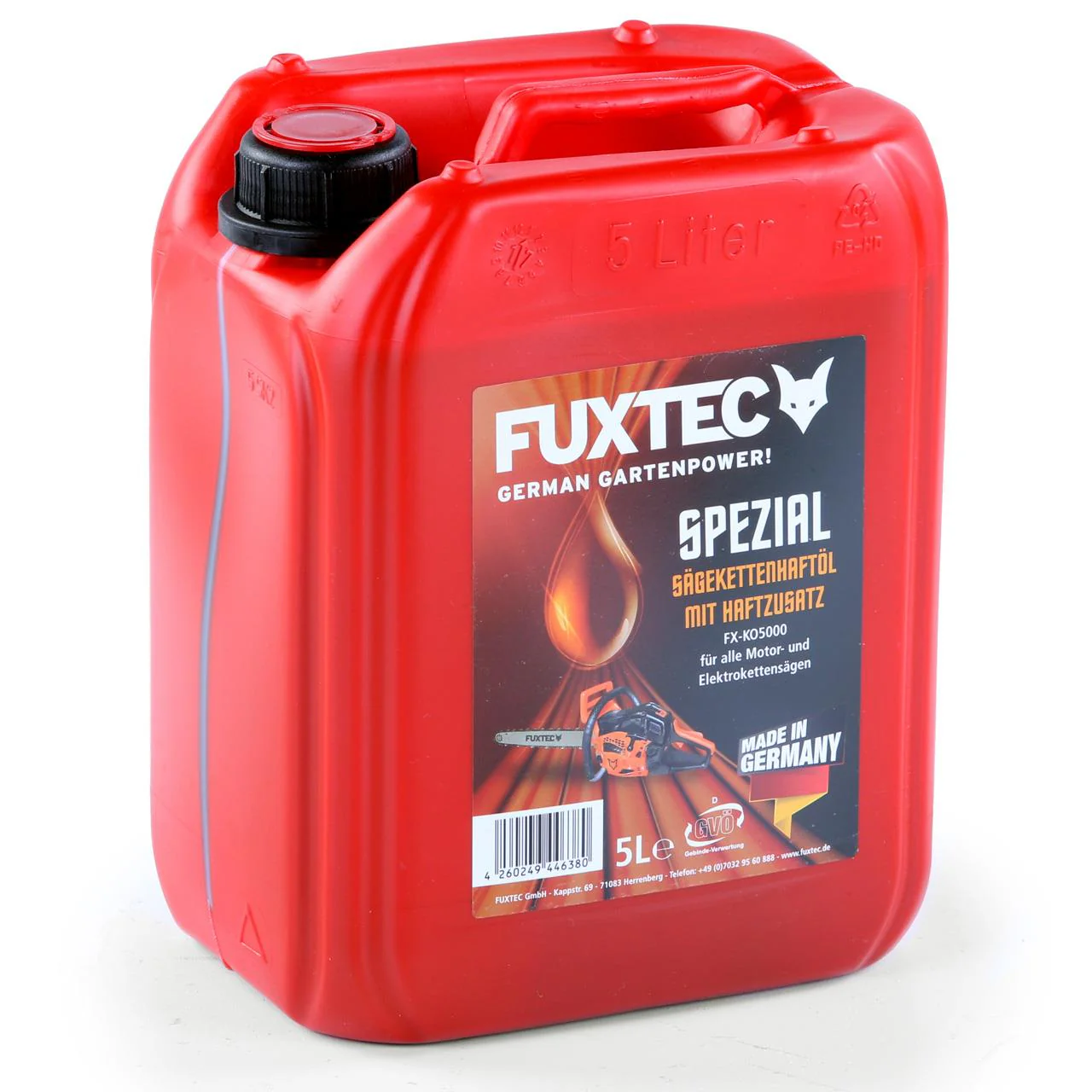 B-WARE Huile pour scie à chaîne FUXTEC avec additif adhésif Huile pour chaîne 5 L