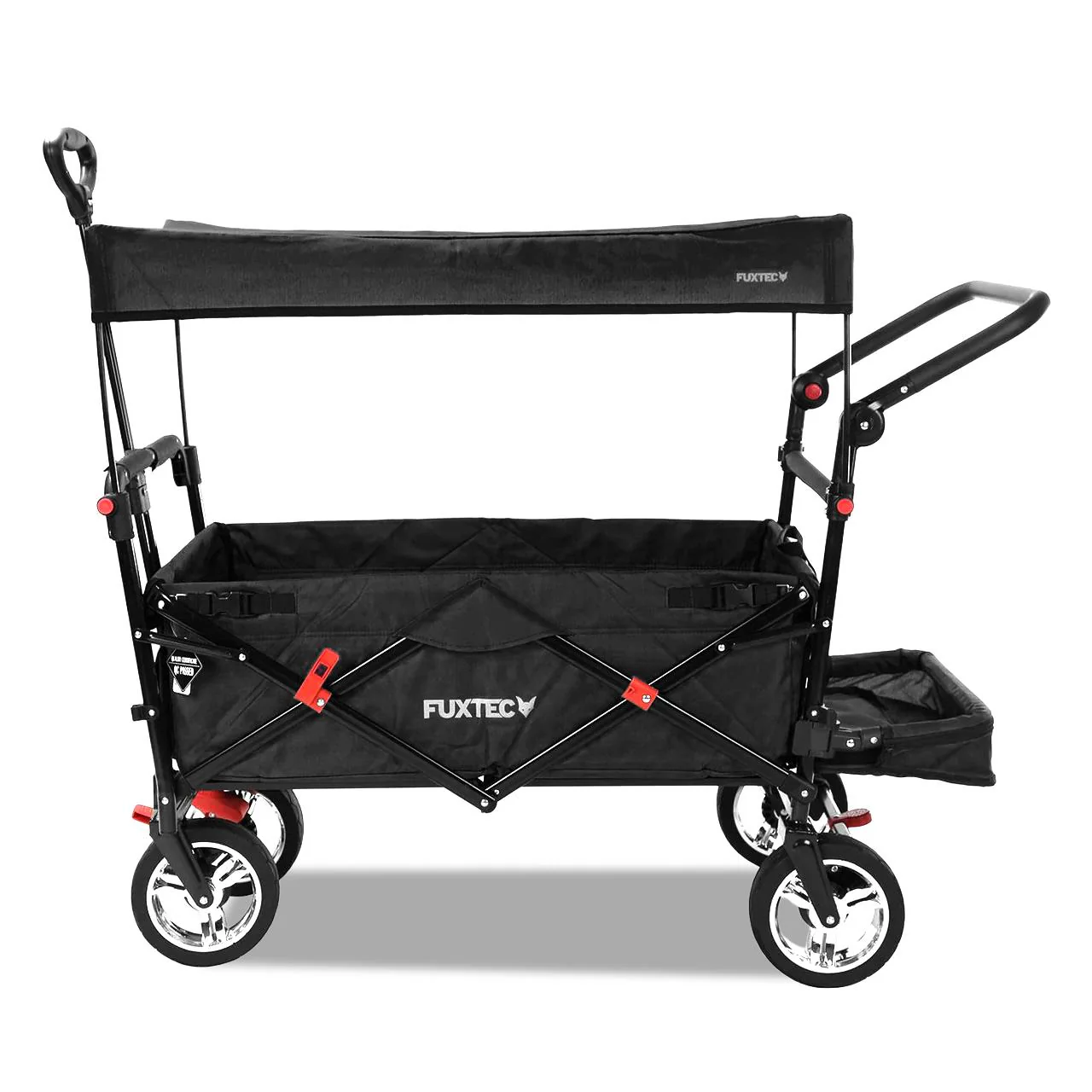 Chariot à main FUXTEC Smart Cruiser Occasion avec toit ouvrant protégé contre les UV, poignée de poussée et extension intérieure