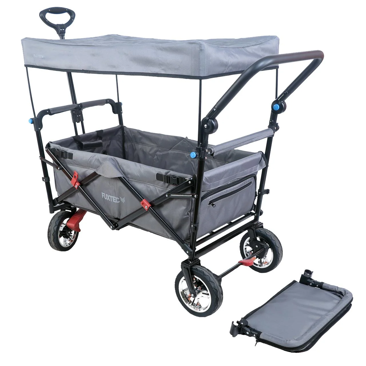 Chariot à main FUXTEC Smart Cruiser Occasion avec toit ouvrant protégé contre les UV, poignée de poussée et extension intérieure - Image 11