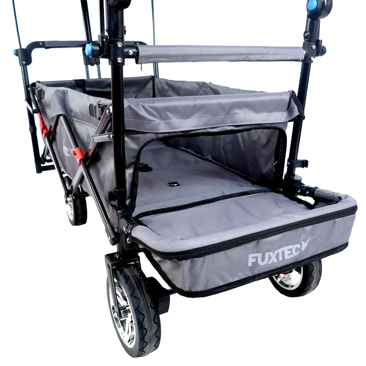 Chariot à main FUXTEC Smart Cruiser Occasion avec toit ouvrant protégé contre les UV, poignée de poussée et extension intérieure - Image 12