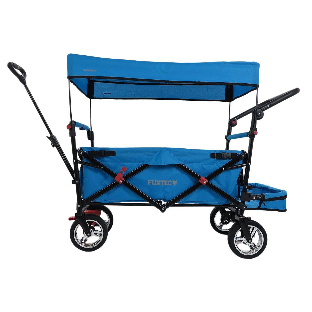Chariot à main FUXTEC Smart Cruiser Occasion avec toit ouvrant protégé contre les UV, poignée de poussée et extension intérieure - Image 14