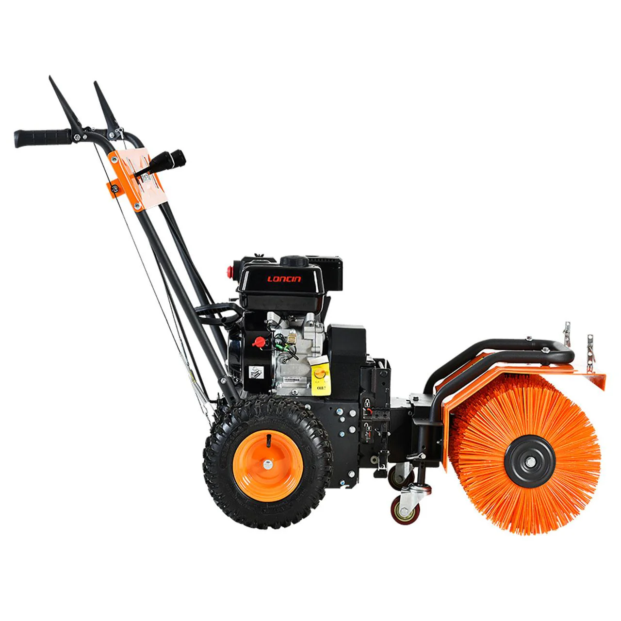 Balayeuse déneigeuse thermique FUXTEC FXKM196 SET1, avec brosse de balayage + 3 embouts fraise à neige, chasse-neige et collecteur de déchets - Image 3