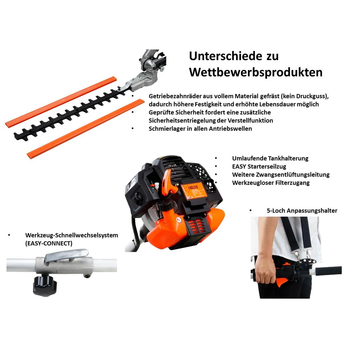 Débroussailleuse thermique 5 en 1 Multitool FUXTEC FX-MT252ER avec élagueuse sur perche inclinable - Image 3