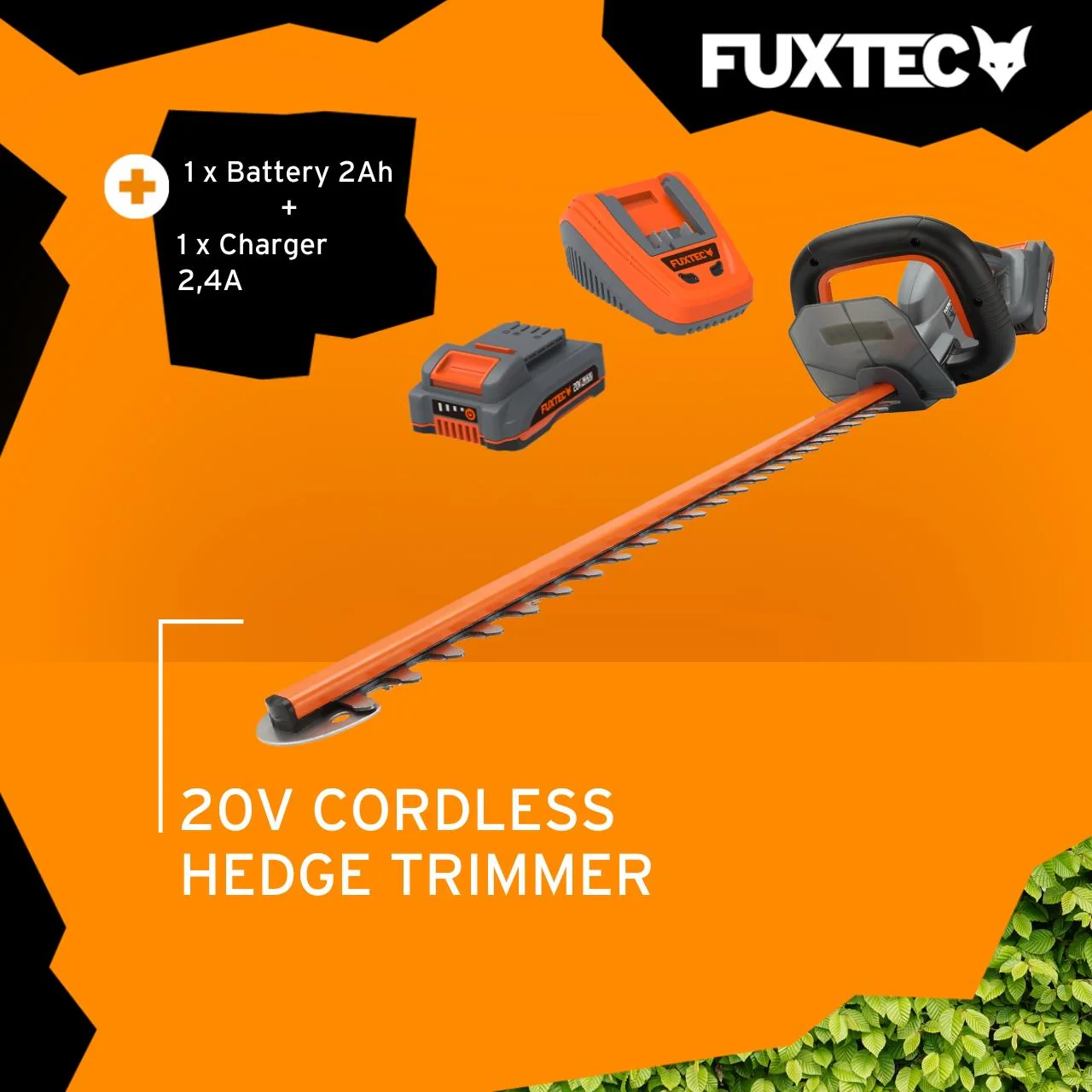 FUXTEC Cordless Hedge Trimmer FX-HT20 SET - 52cm Blade Length - Image 2