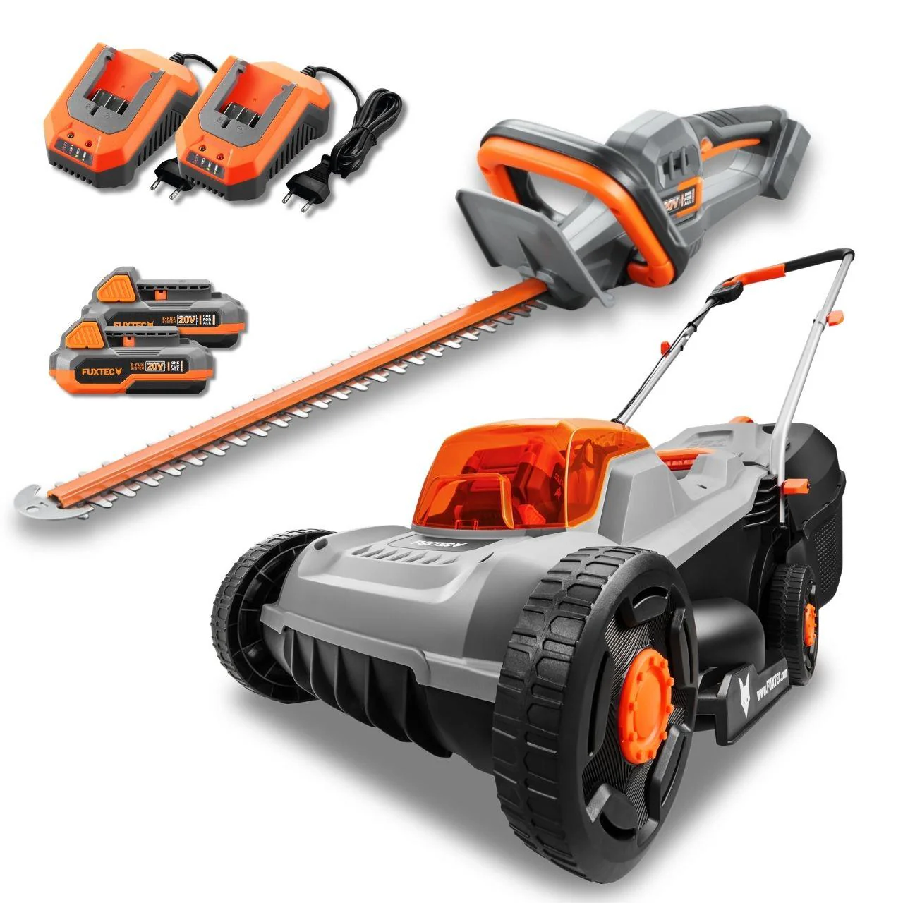 FUXTEC Kit de jardinage sans fil 20V FX-E1RM20ECO + FX-E1HS20 avec batterie & ; chargeur