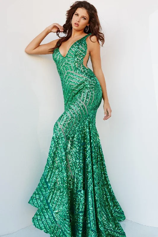 Jovani 24097 Long Sleeveless Formal Mermaid Prom Gown