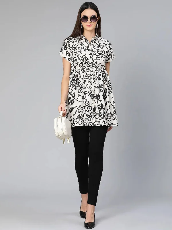 Black & bold floral print women shirt Tunic