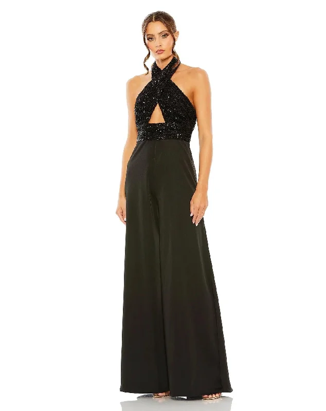 Mac Duggal 11666 Long Halter Formal Jumpsuit