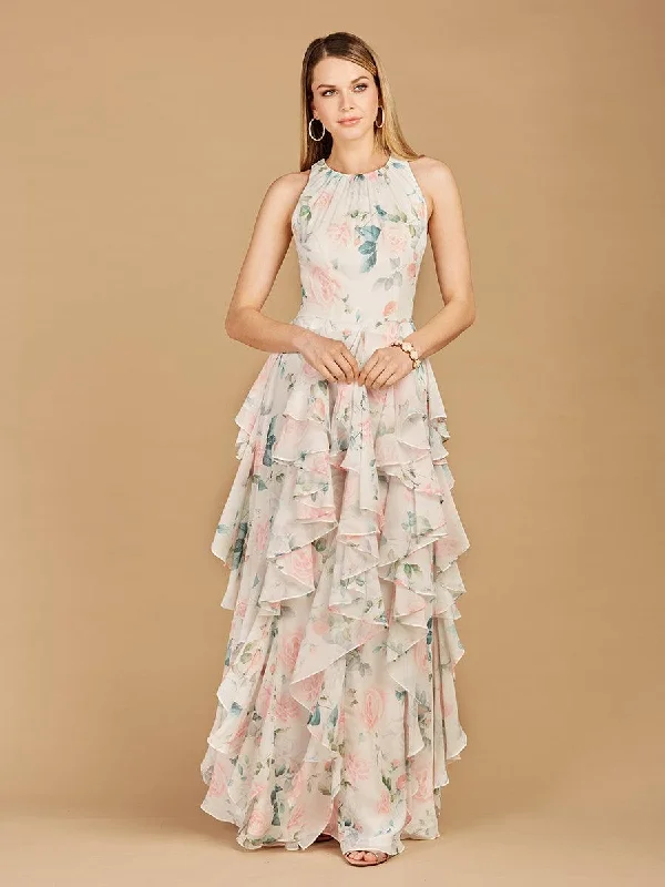 Lara Dresses 29247 Ruffled Print Long Formal Dress