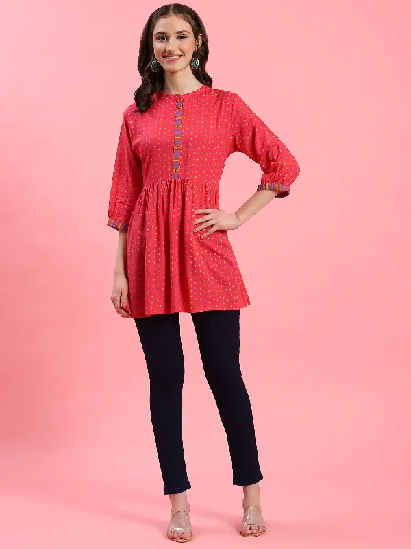 Women Fuchsia Geometric Printed Tunic