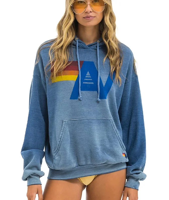 Aviator Nation Women Vintage Logo Relaxed Pullover Hoodie Faded Water