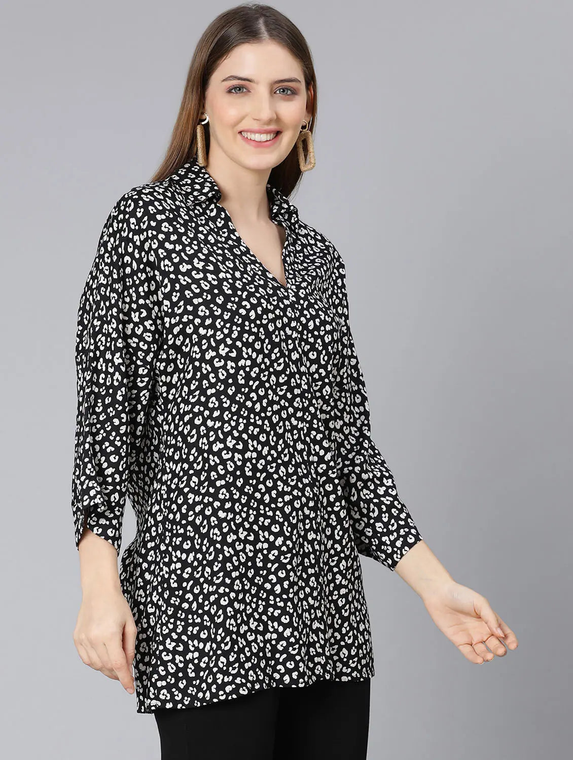 Panther Black Animal Printed Women Tunic