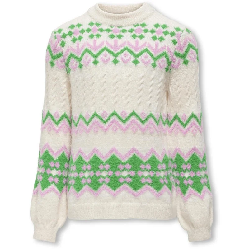 kids ONLY Cloud Dancer Bonbon/Island Green Annabelle Pullover Knit