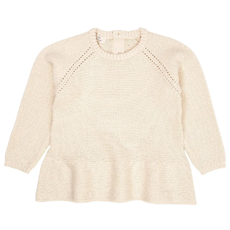 COPENHAGEN COLORS Cream Knitted Pullover w. Frill