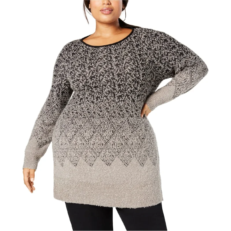 Style & Co. Womens Graduated Jacquard Tunic Sweater, Grey, 3X