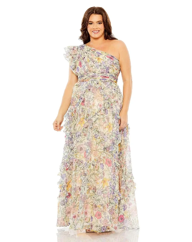 Mac Duggal 68546 Fabulouss Long Plus Size Floral Chiffon Dress