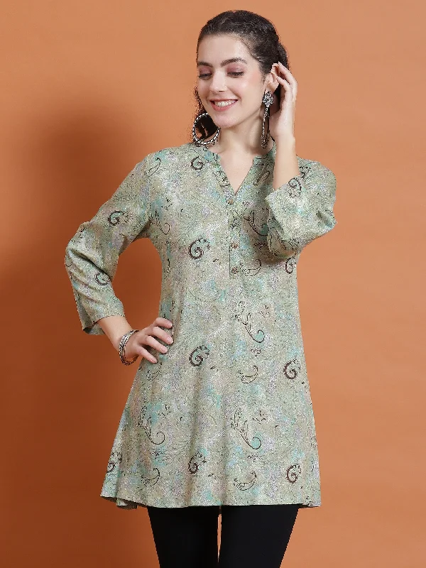 Women Green Paisley Print Tunic