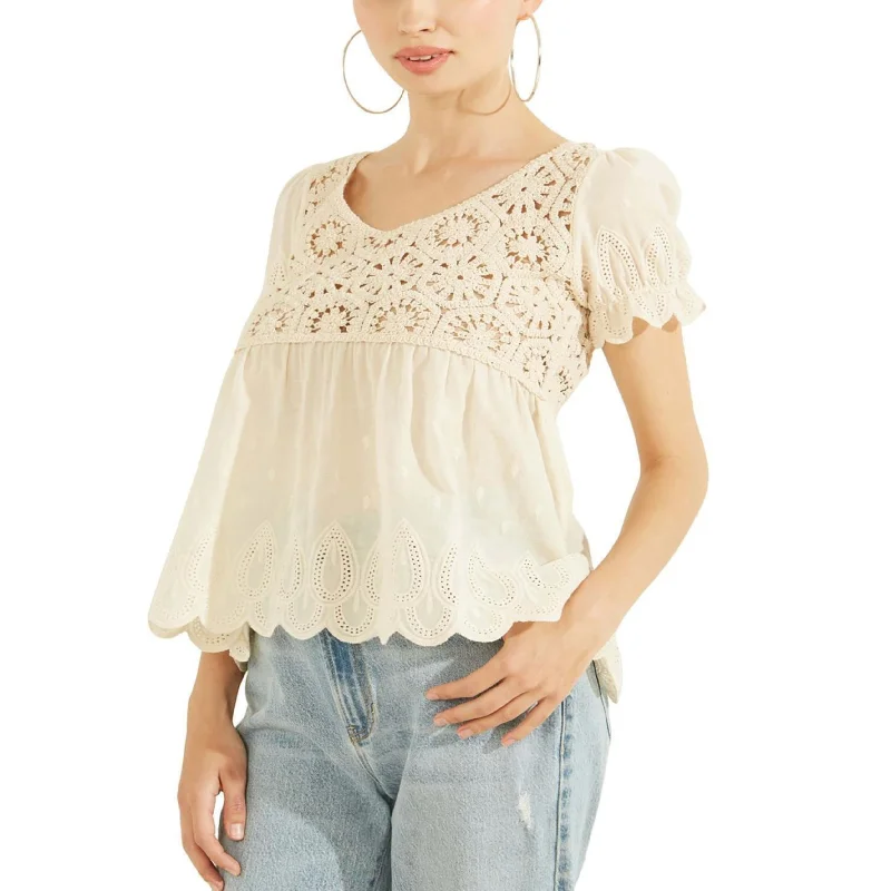 GUESS - Crochet Scoop Neck Pullover Top