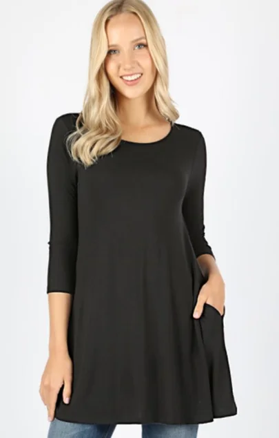 The Lonnie - Women's Plus Size Tunic in Black