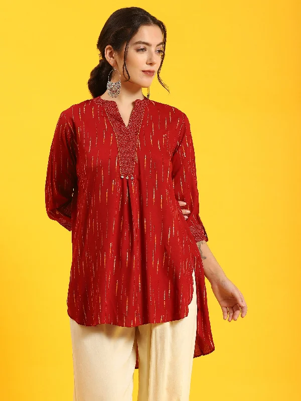 Women Maroon Printed Tunic