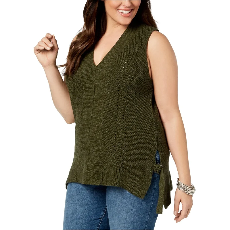 525 America Womens Sleeveless Tunic Sweater, Green, 1X