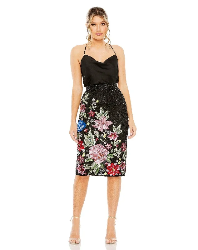 Mac Duggal R5699 Formal Multi Color Floral Midi Skirt Only