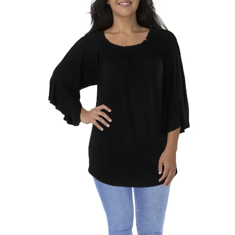 Plus Womens Ruched Tunic Blouse