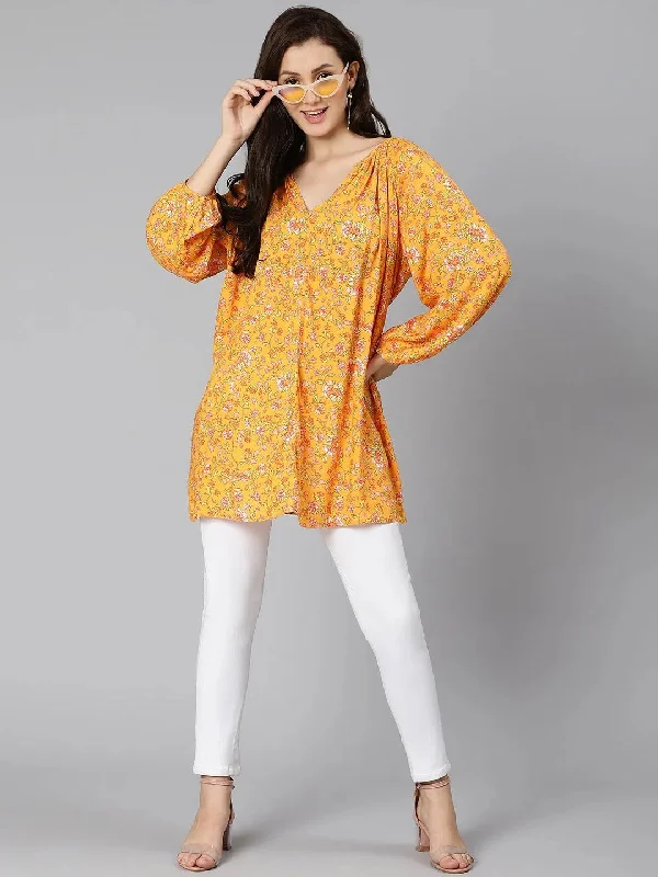 Sunnyside orange floral printed women tunic