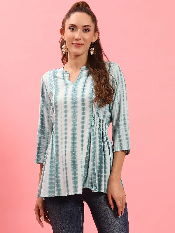 Women Blue Tie Dye Printed Tunic