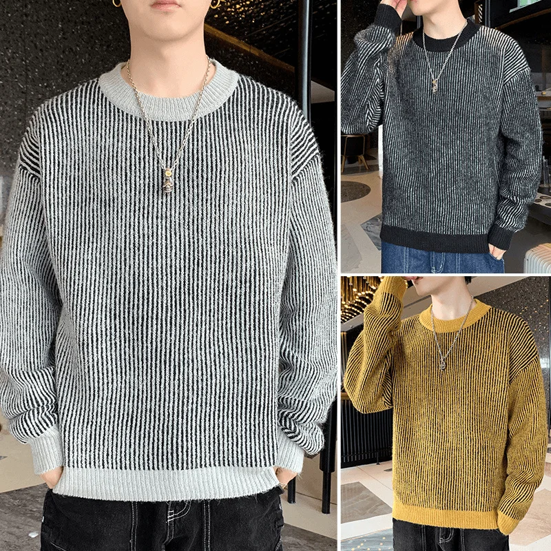 Sweater Men'S Loose round Neck Pullover Sweater