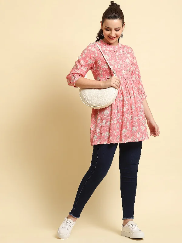 Women Pink Fit And Flare Tunic