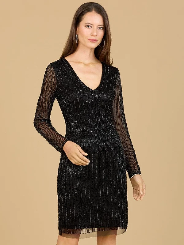 Lara Dresses 29164 Beaded Long Sleeve Cocktail Dress