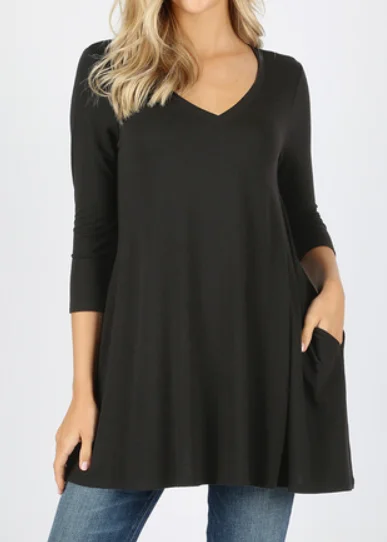 The Emma - Women's Flared Tunic in Black