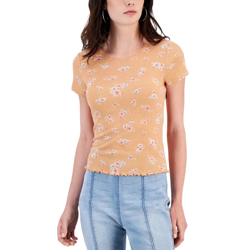 HIPPIE ROSE - Floral Print Short Sleeves Pullover Top