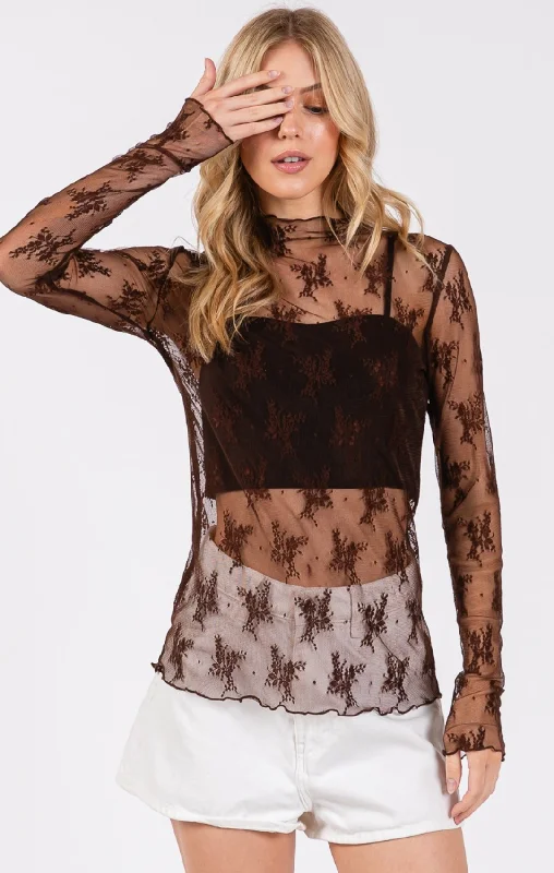 Long Sleeve Floral Lace Top