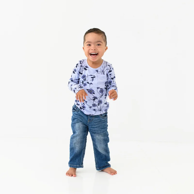 Long Sleeve Toddler Crew Neck Tee in Petunia