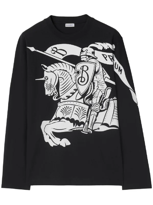 BURBERRY Long Sleeve Cotton Tee with Exclusive Monogram Print