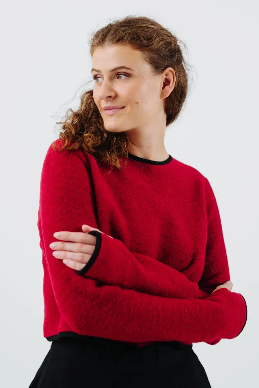 Crop Sweater, Wool, Red Poppy