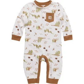 Infant Boys Long Sleeve Printed Coverall - Malt