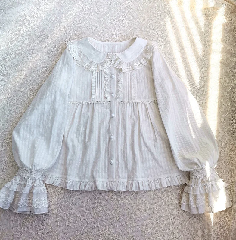 Yilia~Long Sleeve Lovely Lolita Cotton Blouse