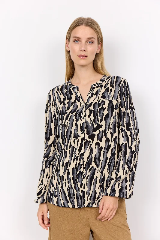 Long Sleeve Animal Print Blouse