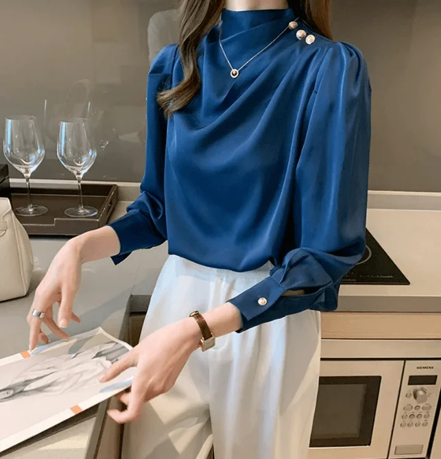 Long Sleeve High Neck Blouse