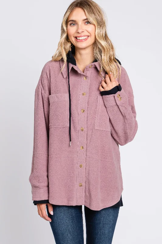 Mauve Soft Hooded Shacket