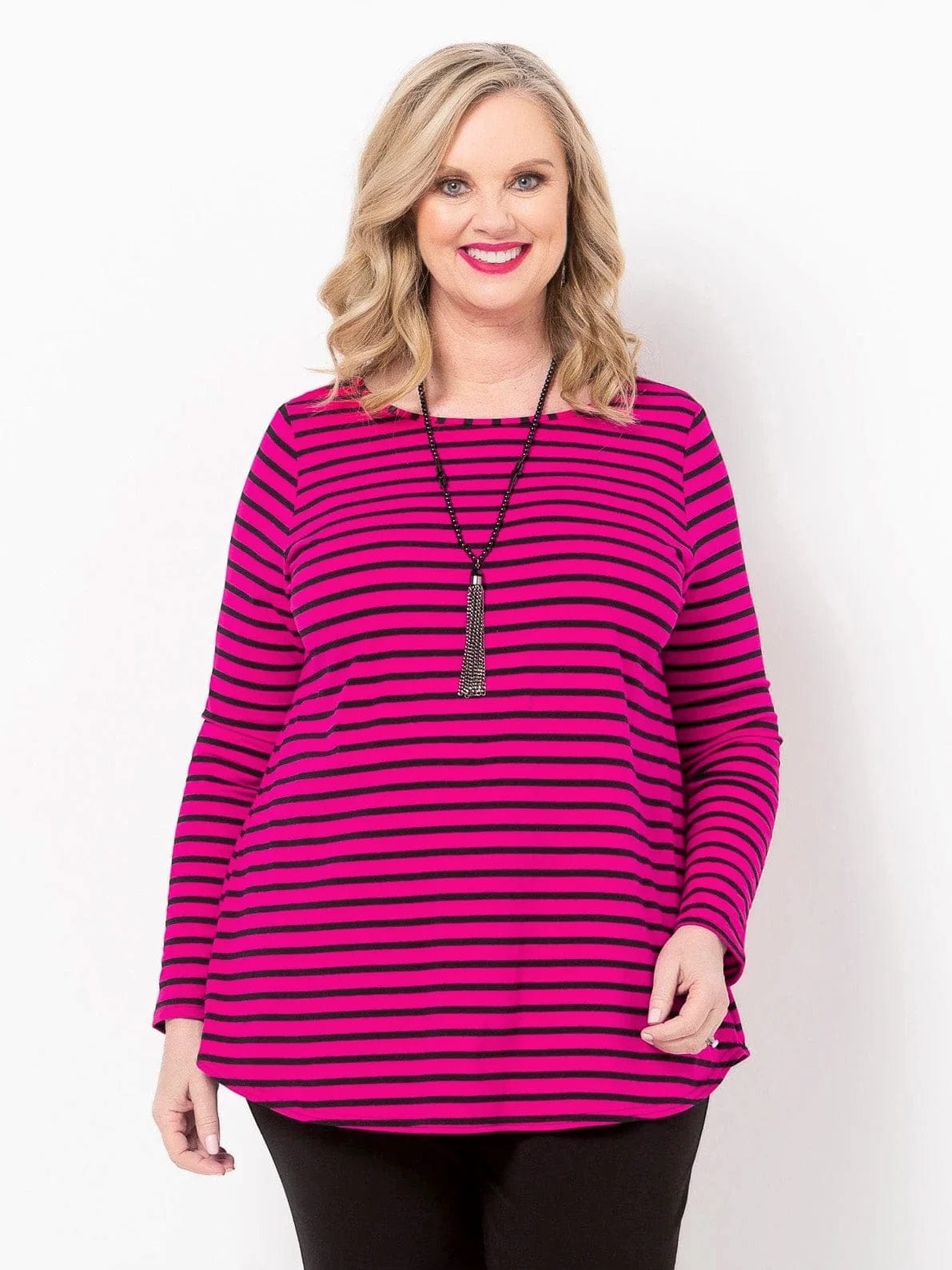 Long Sleeve Stretch Striped Top