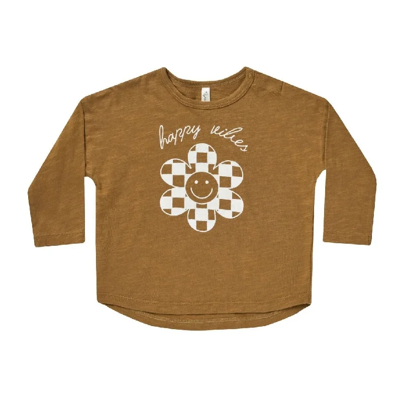 Long Sleeve Tee - Happy Vibes - Brass - FINAL SALE