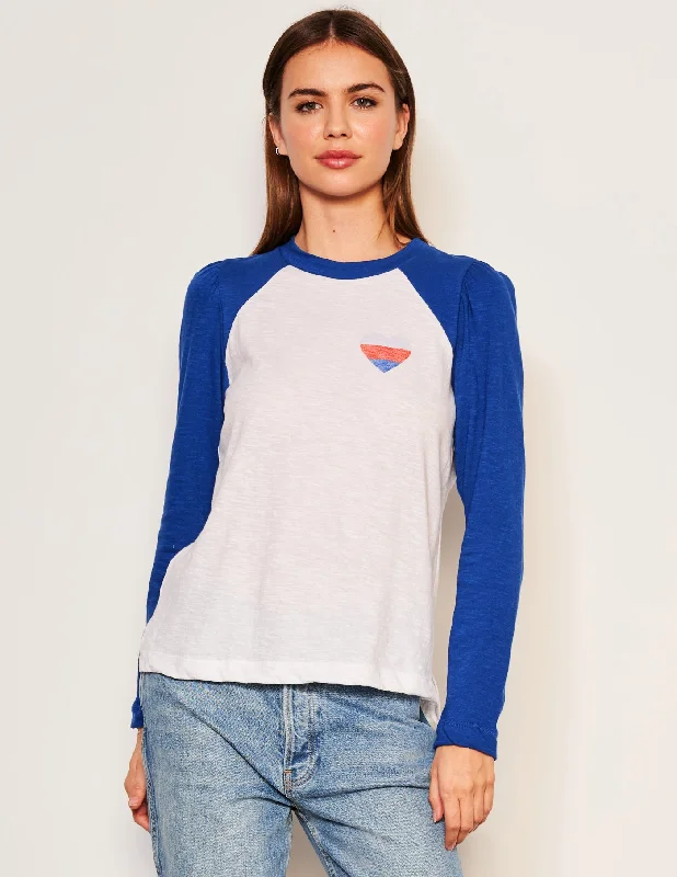 Sundry Heart Long Sleeve Contrast Sleeve Tee in Symphony