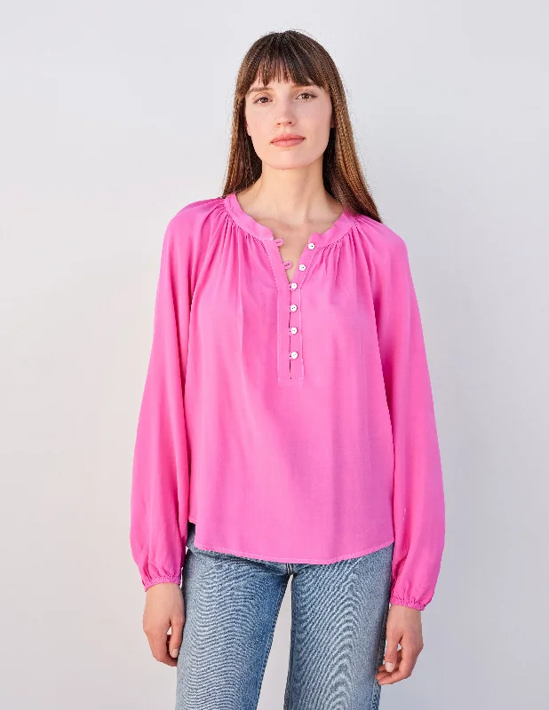 Sundry Long Sleeve Flowy Blouse in Magenta