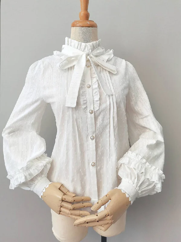 Yilia~Sweet Lolita Long Sleeve Cotton Blouse